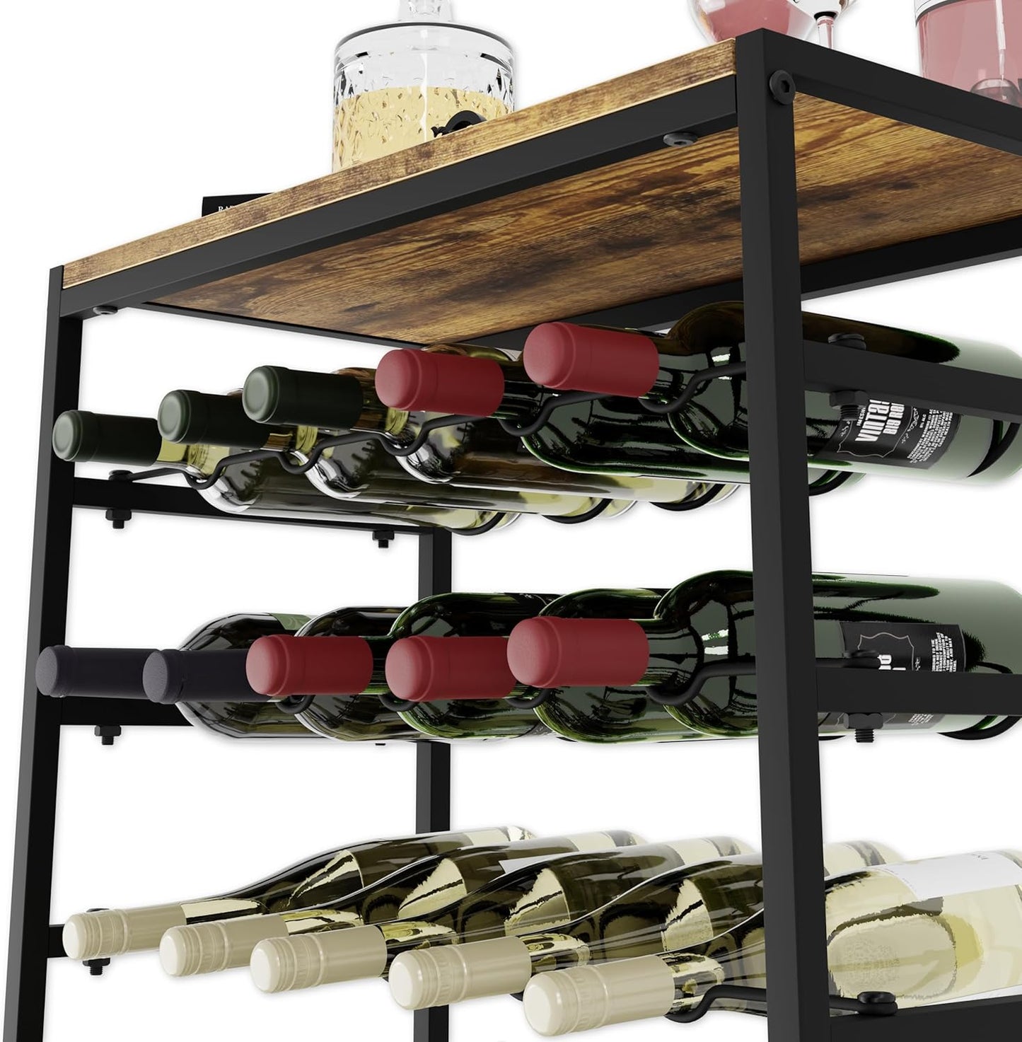 6-tier-freestanding-wine-rack-for-30-bottles-with-wood-countertop-and-sturdy-metal-frame at www.mallsonline.com.au