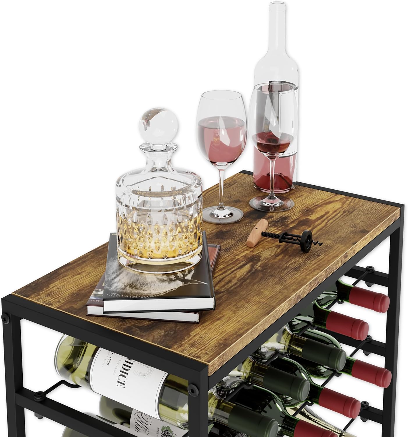 6-tier-freestanding-wine-rack-for-30-bottles-with-wood-countertop-and-sturdy-metal-frame at www.mallsonline.com.au