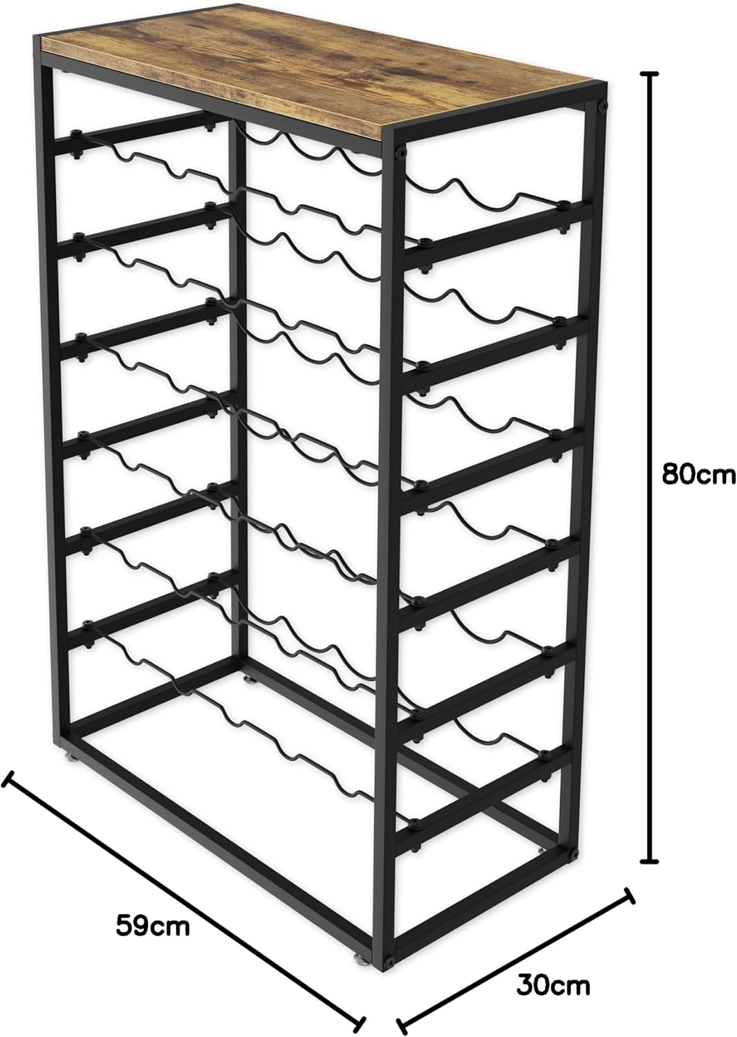 6-tier-freestanding-wine-rack-for-30-bottles-with-wood-countertop-and-sturdy-metal-frame at www.mallsonline.com.au