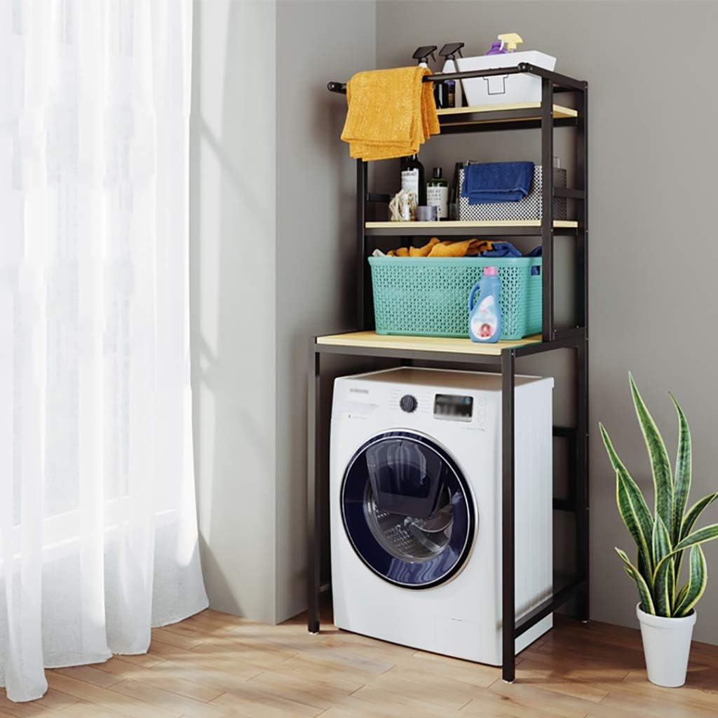 CARLA HOME 3-Tier Over Washing Machine Storage Rack Laundry Shelf Organizer for Bathroom or Toilet (Black)
