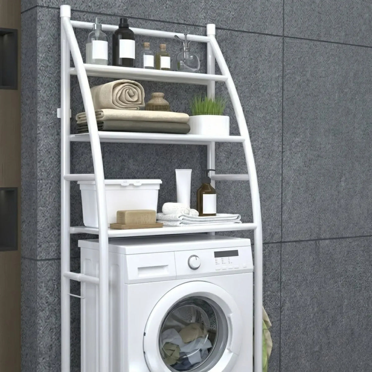 CARLA HOME 3-Tier Over Washing Machine Storage Rack for Laundry Room Space Saving, Towels, Detergent & Bathroom Essentials