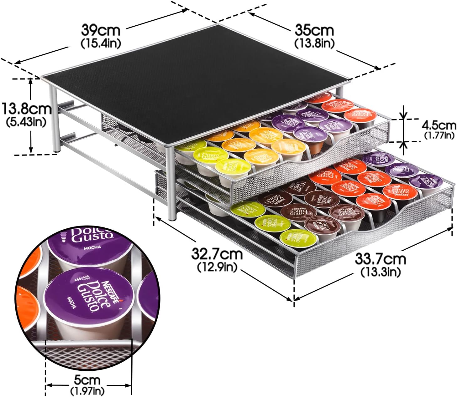 CARLA HOME K-Cup Coffee Pod Drawer for 72 Coffee Pods Storage for Home Kitchen Counter Organizer