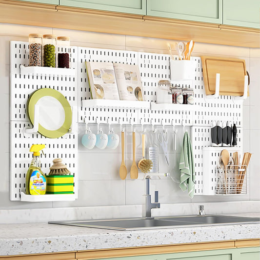 CARLA HOME Pegboard Wall Organizer Kit with 6 Modular Pegboards & 21 Accessories for Kitchen, Office, Gaming & Craft Storage