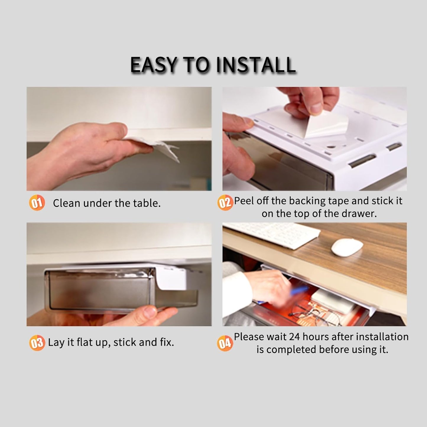 CARLA HOME 3â€‘Pack Under Desk Storage Drawers Hidden Pullâ€‘Out Organizer for Office & Home