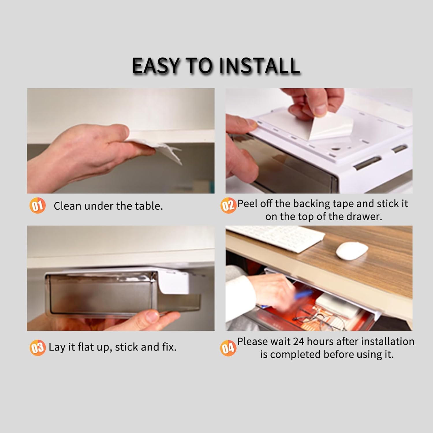 CARLA HOME 3â€‘Pack Under Desk Storage Drawers Hidden Pullâ€‘Out Organizer for Office & Home