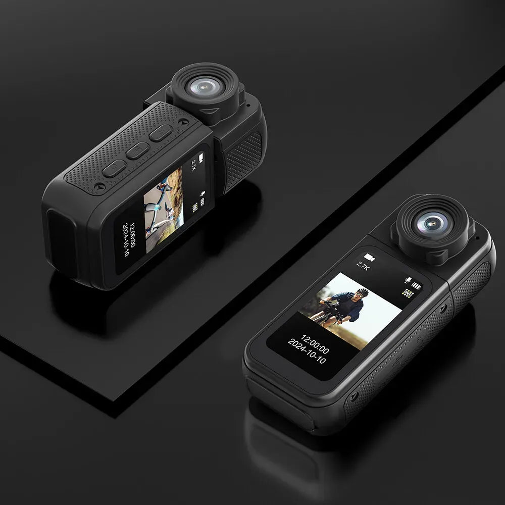 2.7K HD Mini Action Camera, Portable Thumb Camera with 180Â° Rotating Lens, Black