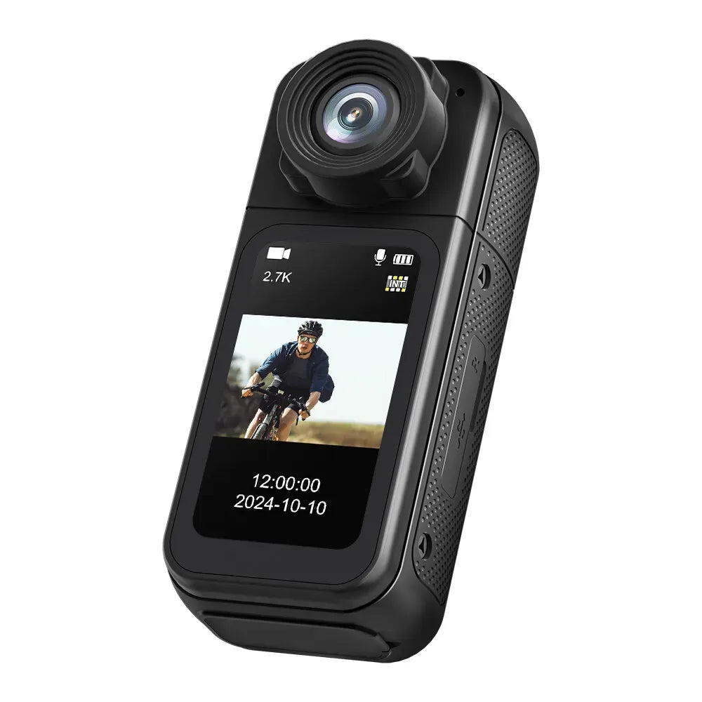 2.7K HD Mini Action Camera with 180Â° Rotating Lens, Portable Design, 64GB TF Card Included