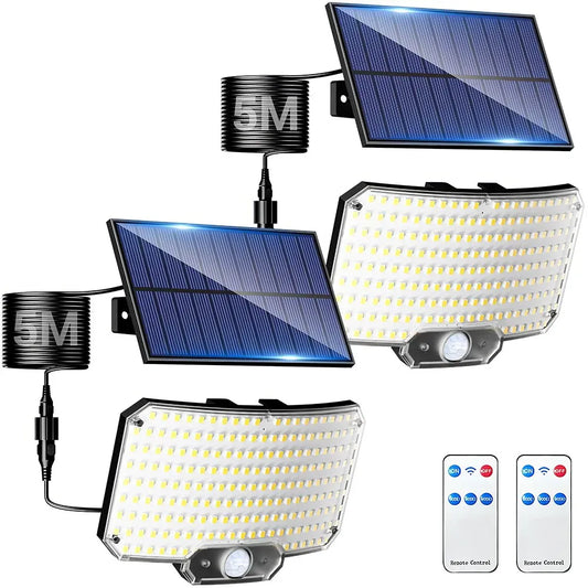 238LED Solar Powered Motion Sensor Outdoor Flood Light in Black