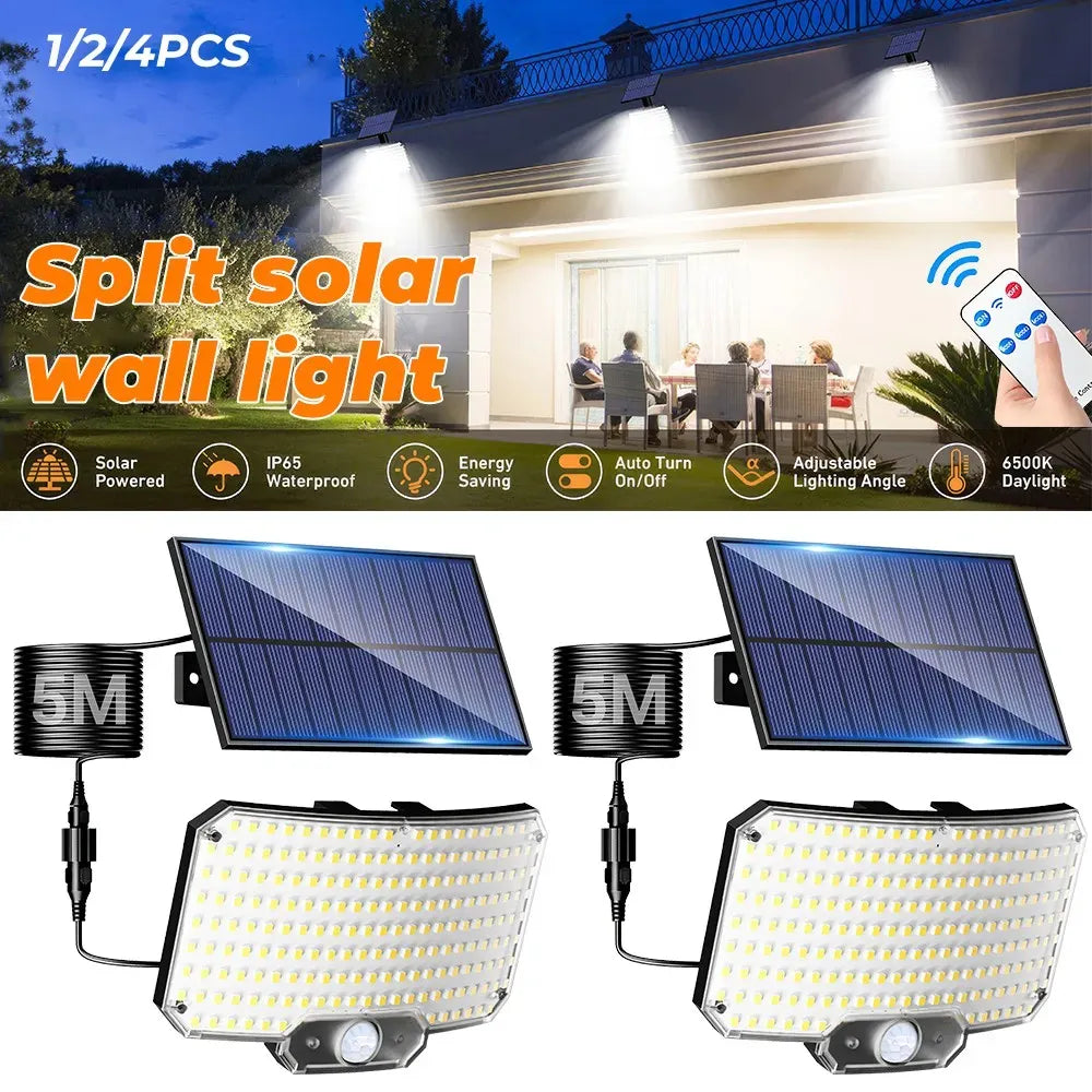 238LED Solar Powered Motion Sensor Outdoor Flood Light in Black