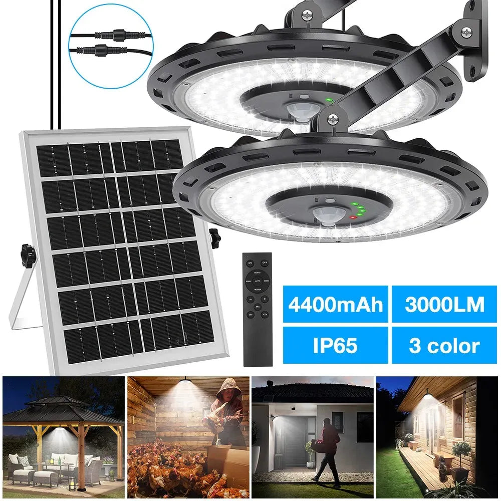 3000LM Black Solar Sensor LED Light with Dual Head for Outdoor Use