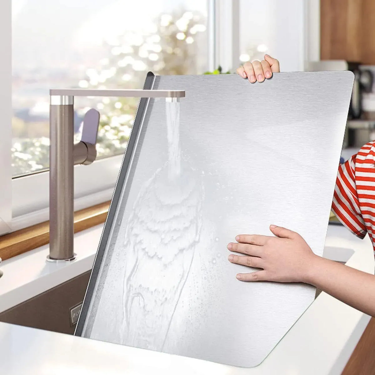 Silver Stainless Steel Chopping Board 50x40cm - Non-Slip Pastry Worktop Protector