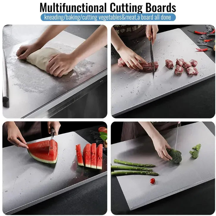 Silver Stainless Steel Chopping Board 60x50cm - Non-Slip Pastry Worktop Protector