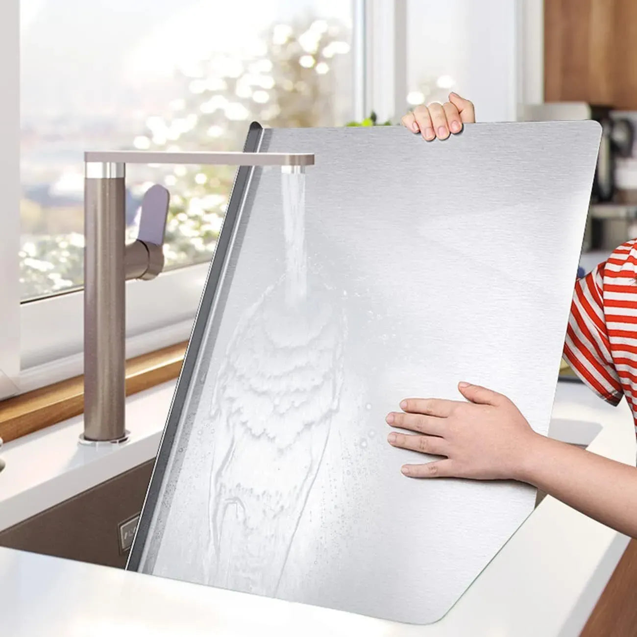 Silver Stainless Steel Chopping Board 60x50cm - Non-Slip Pastry Worktop Protector