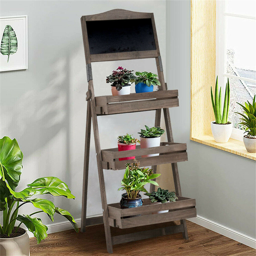 4 Tier Rustic Wood Plant Stand 38CM Corner Shelf