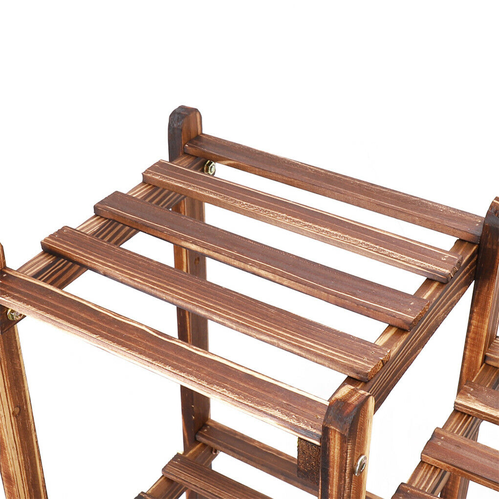 8-Tier Wooden Plant Stand Outdoor Indoor Garden Shelf