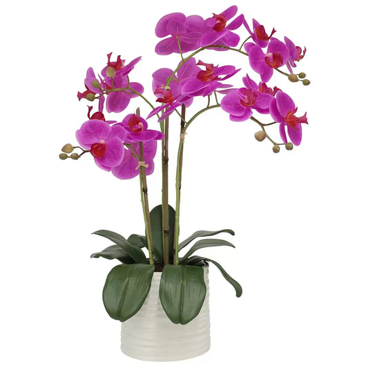 Artificial Orchid With Ribbed Pot 67cm Pink