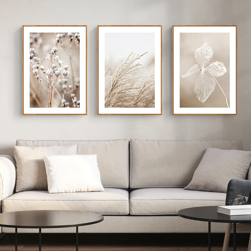 Wall Art 50cmx70cm Dried Flower 3 Pieces Wood Frame Canvas