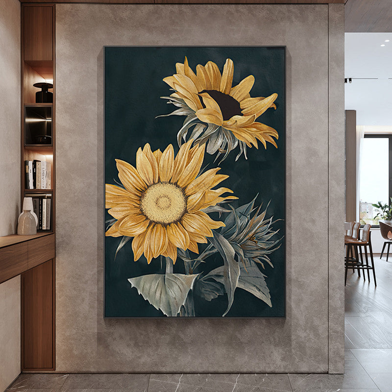 wall-art-40cmx60cm-sunflowers-black-frame-canvas