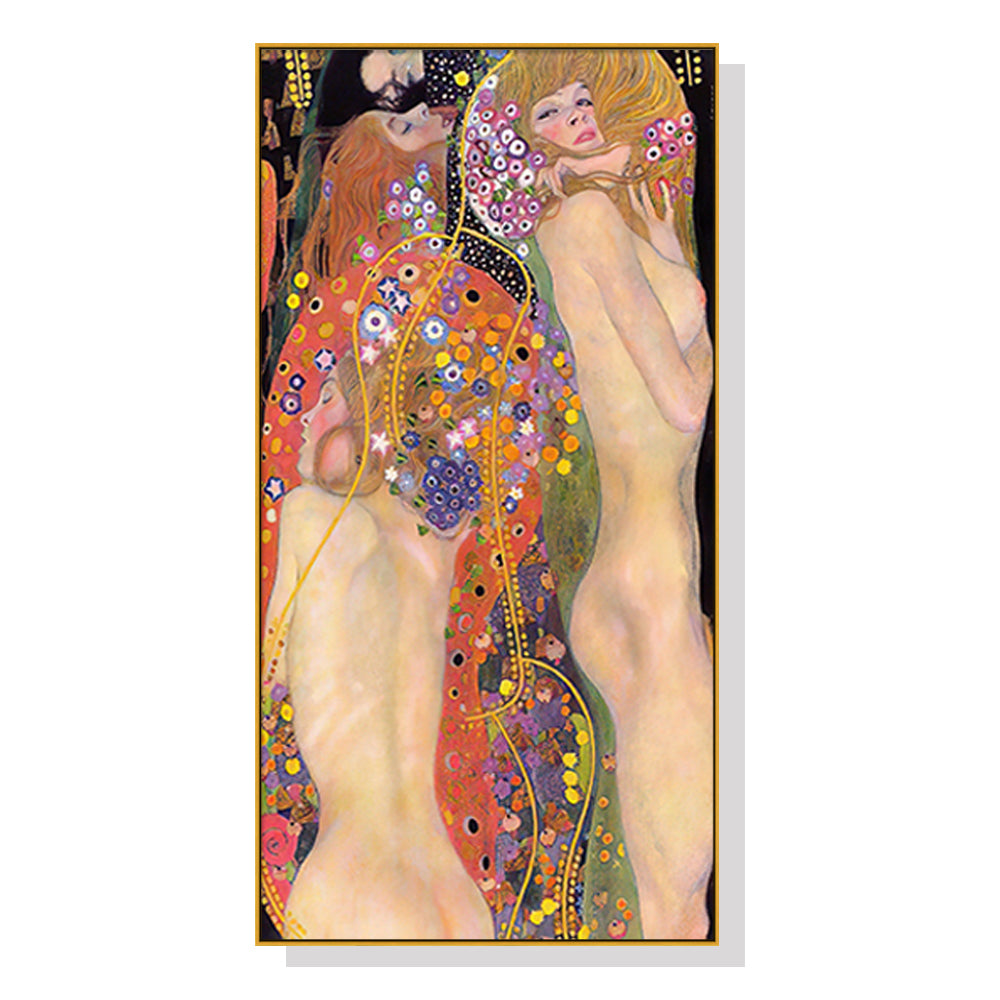 40cmx80cm-water-serpents-by-gustav-klimt-gold-frame-canvas-wall-art