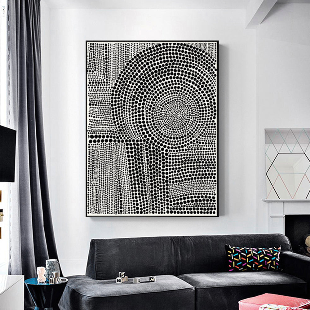 40cmx60cm-clustered-dots-b-black-frame-canvas-wall-art