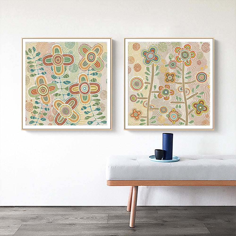 60cmx60cm-lovely-pattern-ii-2-sets-wood-frame-canvas-wall-art at www.mallsonline.com.au