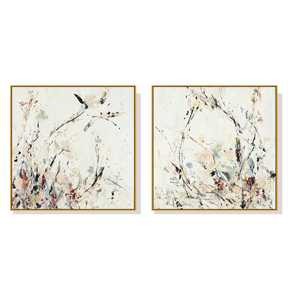 40cmx40cm-afternoon-walk-2-sets-gold-frame-canvas-wall-art