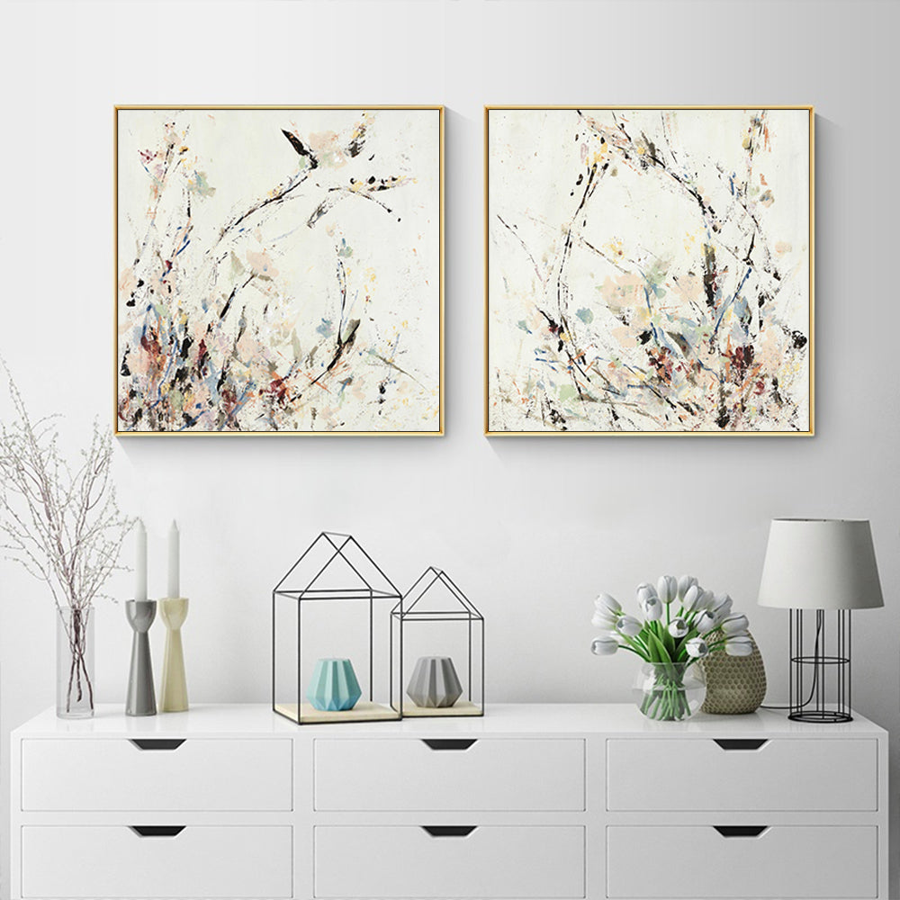 40cmx40cm-afternoon-walk-2-sets-gold-frame-canvas-wall-art