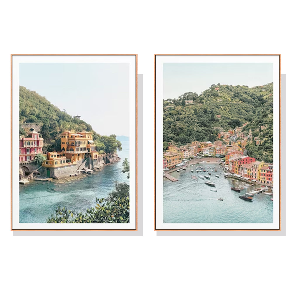 50cmx70cm-italy-coast-2-sets-wood-frame-canvas-wall-art