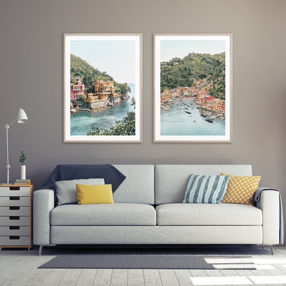 50cmx70cm-italy-coast-2-sets-wood-frame-canvas-wall-art