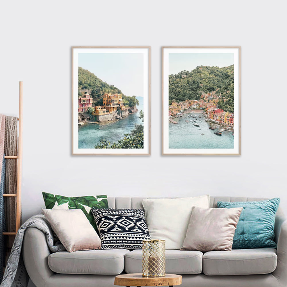 50cmx70cm-italy-coast-2-sets-wood-frame-canvas-wall-art