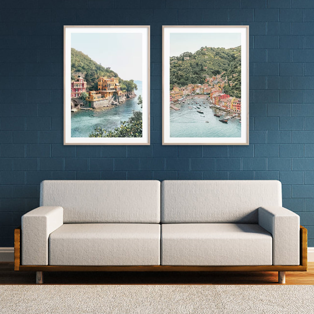 50cmx70cm-italy-coast-2-sets-wood-frame-canvas-wall-art