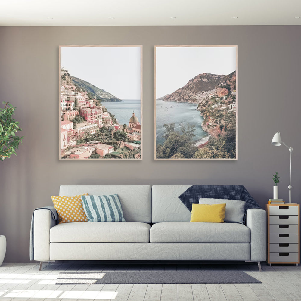 50cmx70cm-italy-positano-2-sets-wood-frame-canvas-wall-art