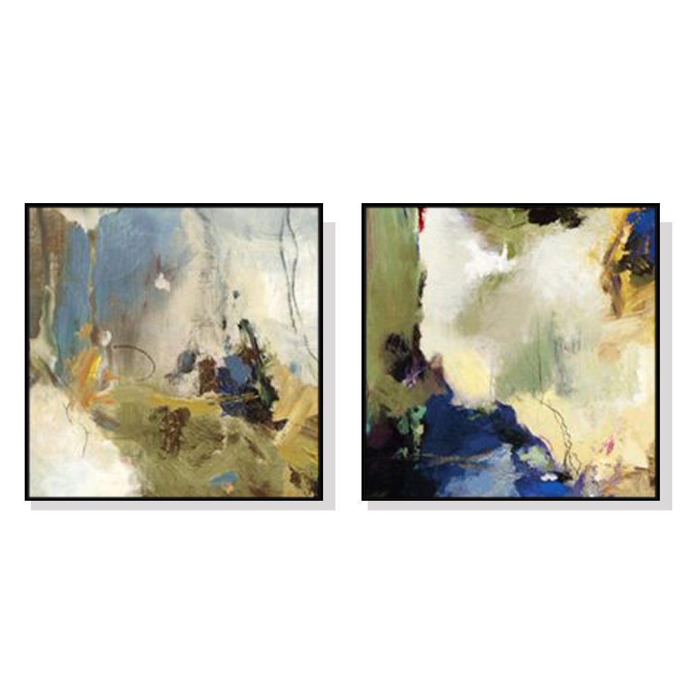 70cmx70cm-abstract-blue-2-sets-black-frame-canvas-wall-art