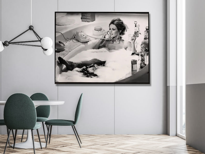 wall-art-40cmx60cm-brigitte-bardot-in-the-bath-poster-black-frame-canvas at www.mallsonline.com.au