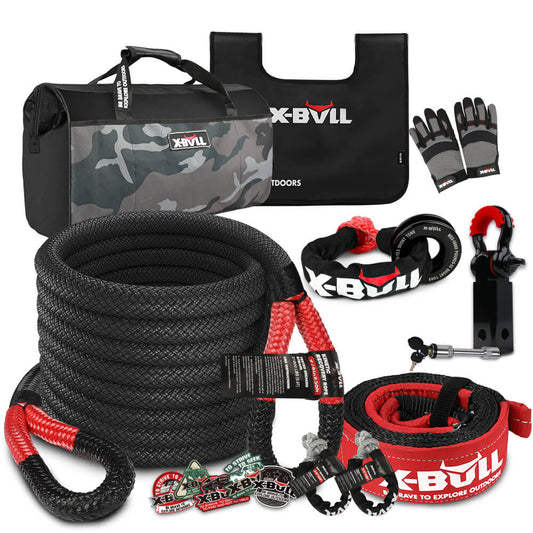 X-BULL Kinetic Recovery Rope kit Snatch Strap Soft Shackles Hitch receiver 4WD 4X4