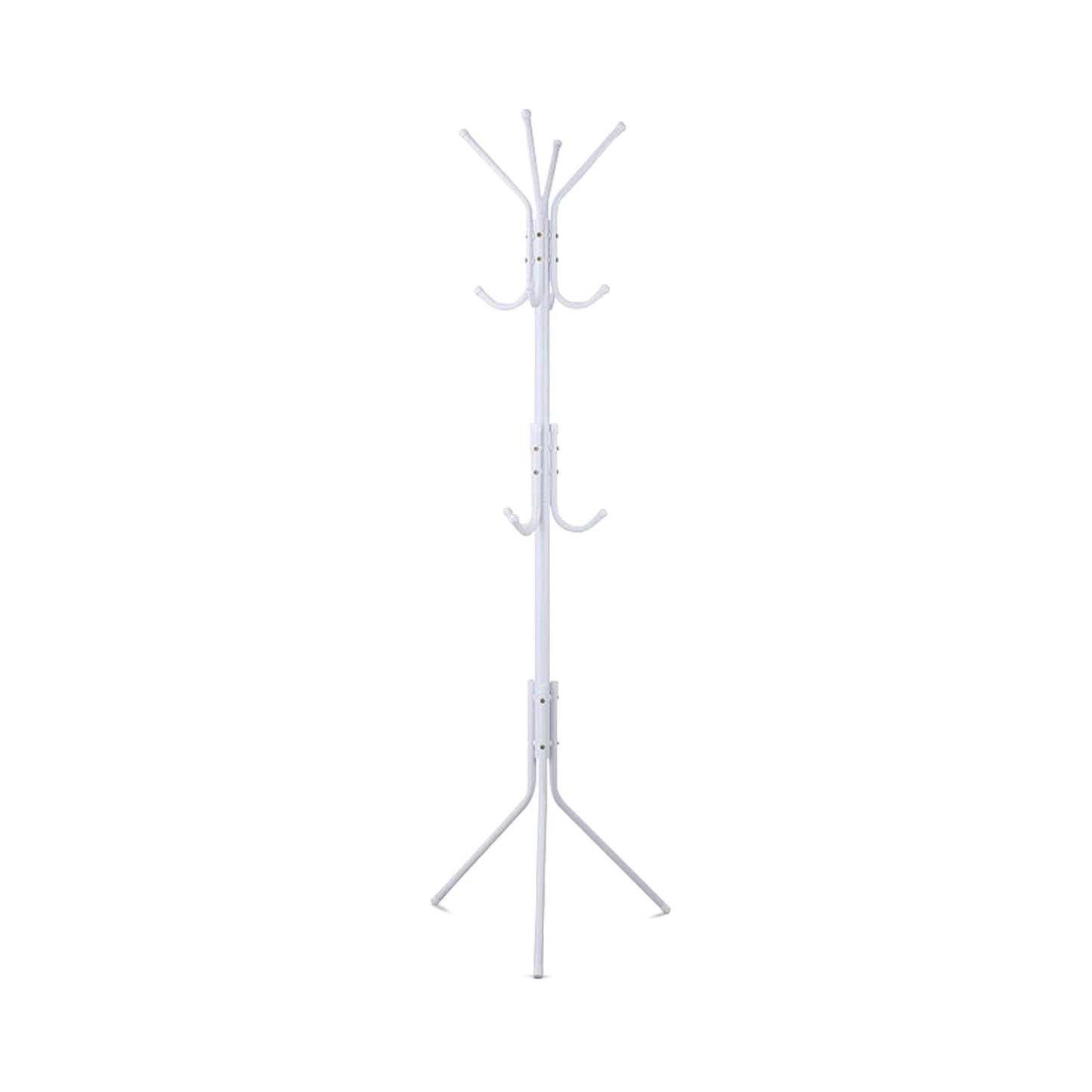 EKKIO 12 Hook Metal Coat Rack Stand with 3-Tier Hat Hanger (White)