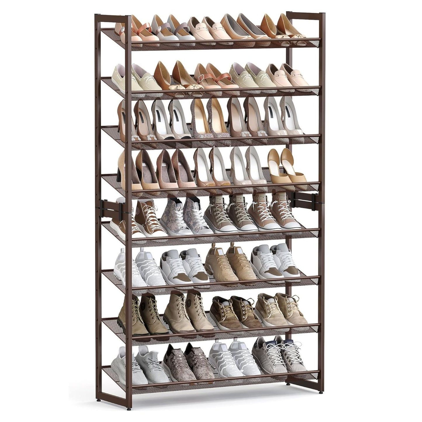 SONGMICS 8-Tier Shoe Rack Storage 32 pairs with Adjustable Shelves Bronze