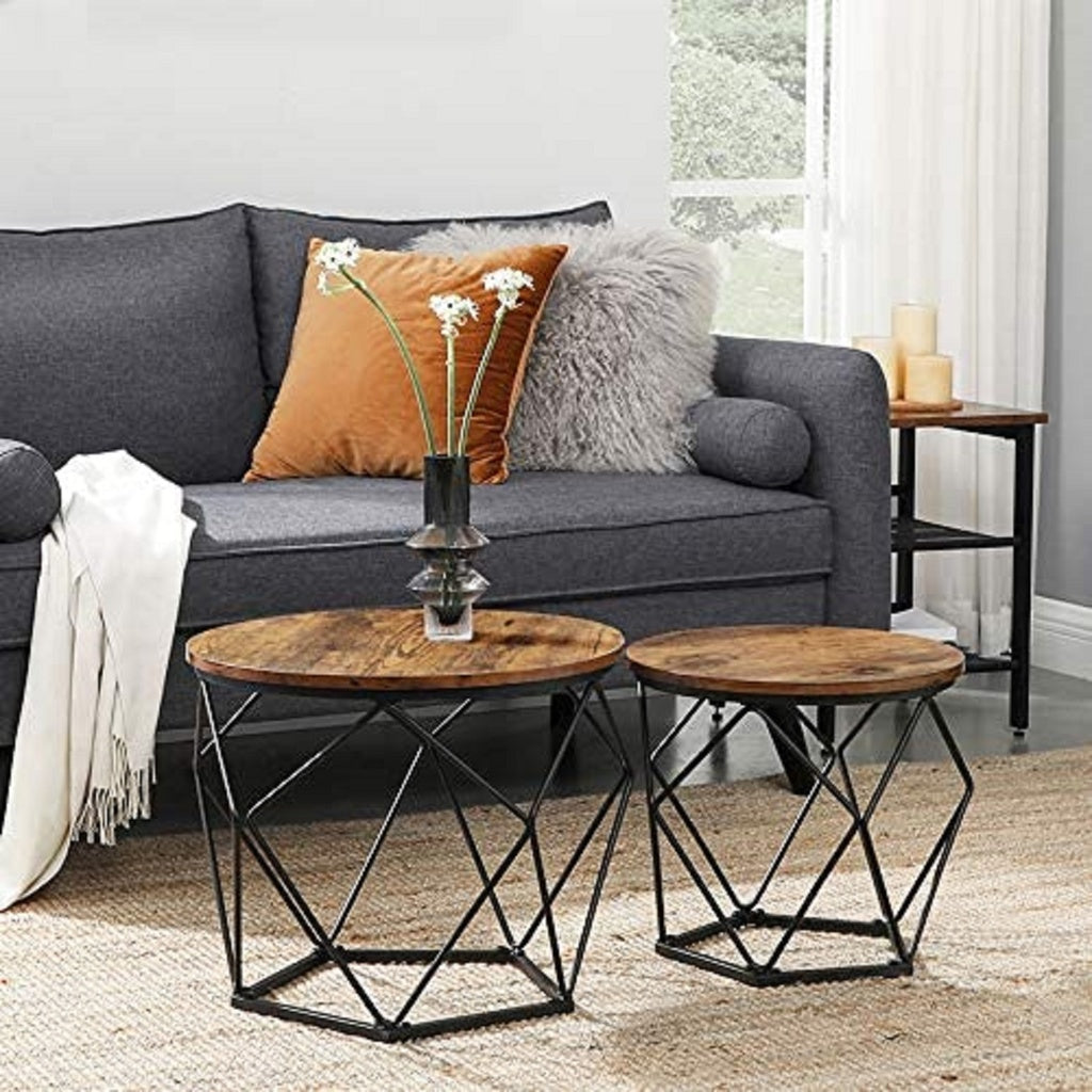 vasagle-set-of-2-rustic-brown-and-black-coffee-tables-with-robust-steel-frame