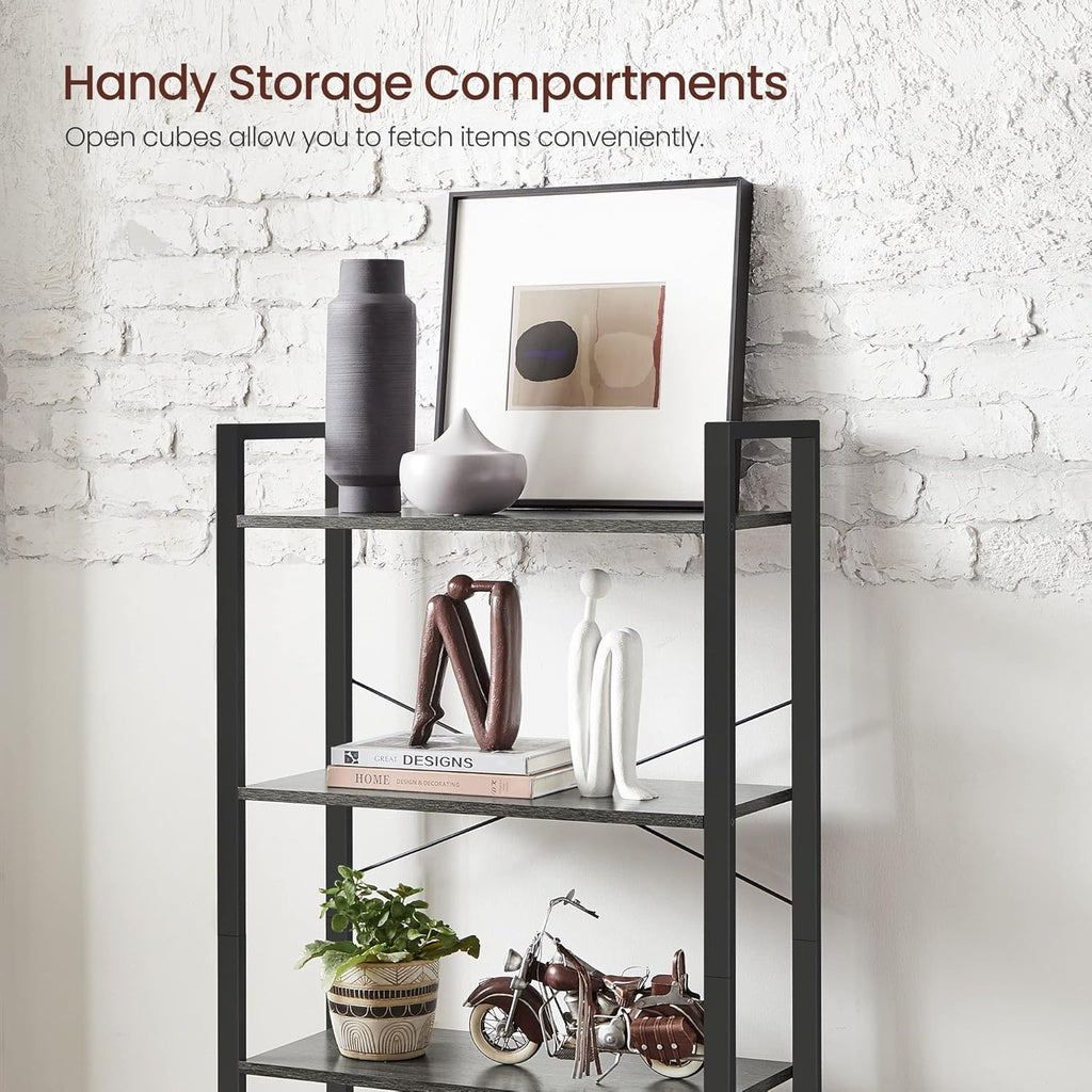 VASAGLE 4 Tier Bookshelf Industrial Style Charcoal Grey and Black