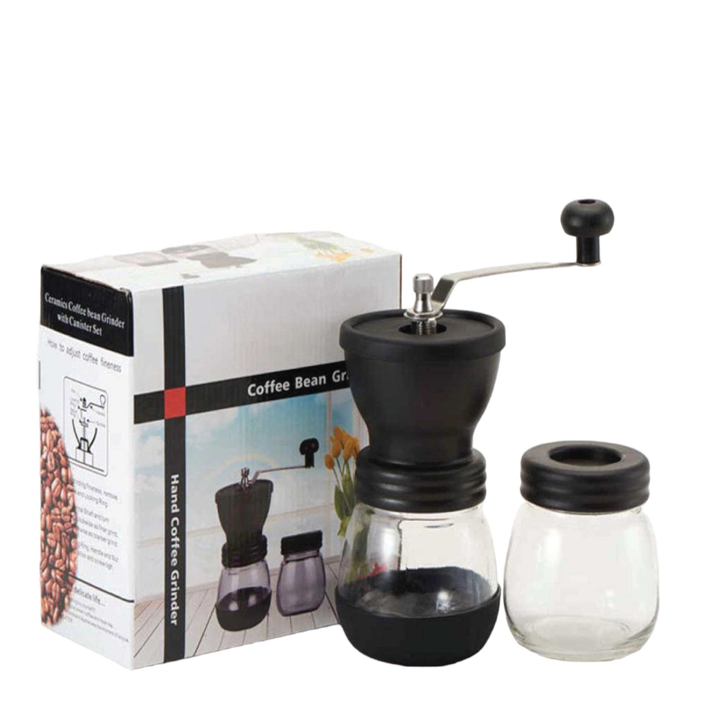 coffee-bean-grinder-manual-hand-stainless-ceramic-burr-core-glass-jar-nut-mill www.mallsonline.com.au