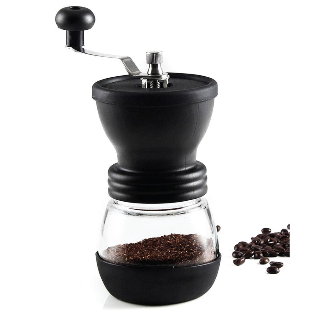 coffee-bean-grinder-manual-hand-stainless-ceramic-burr-core-glass-jar-nut-mill www.mallsonline.com.au