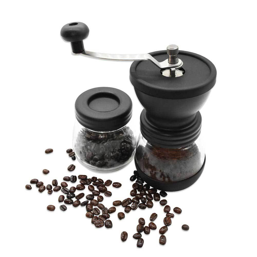 coffee-bean-grinder-manual-hand-stainless-ceramic-burr-core-glass-jar-nut-mill www.mallsonline.com.au