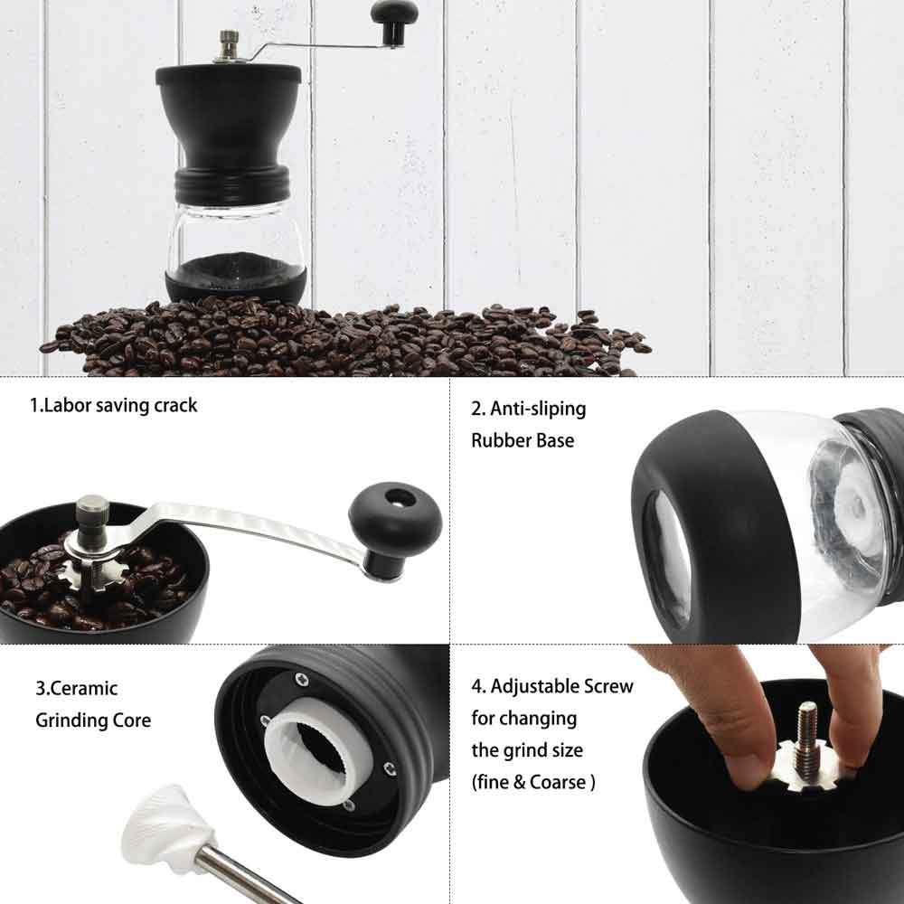 coffee-bean-grinder-manual-hand-stainless-ceramic-burr-core-glass-jar-nut-mill www.mallsonline.com.au