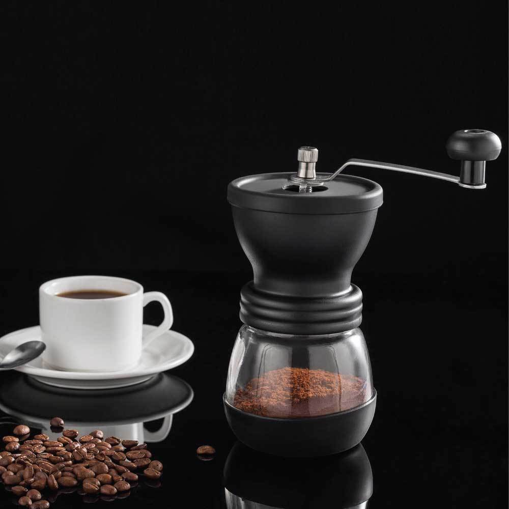 coffee-bean-grinder-manual-hand-stainless-ceramic-burr-core-glass-jar-nut-mill www.mallsonline.com.au