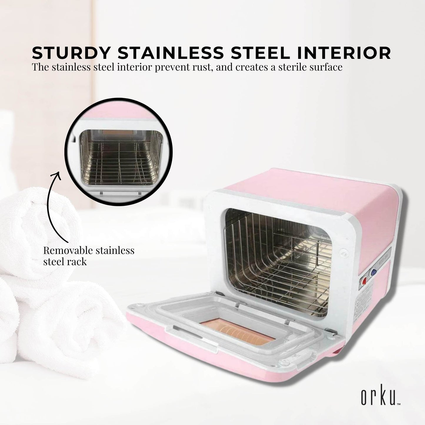 Orku 8L Pink Electric Towel Warmer UV Steriliser Cabinet Salon Heat Sanitiser