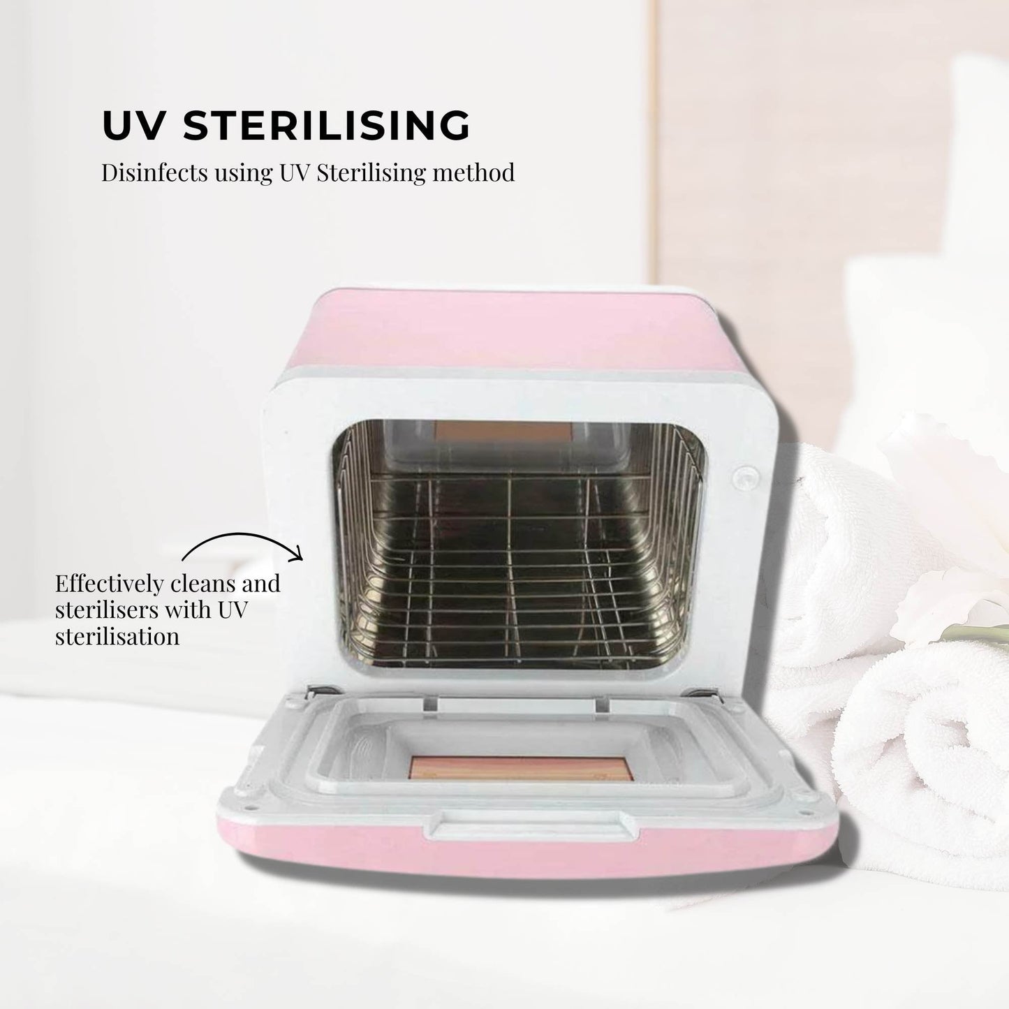 Orku 8L Pink Electric Towel Warmer UV Steriliser Cabinet Salon Heat Sanitiser