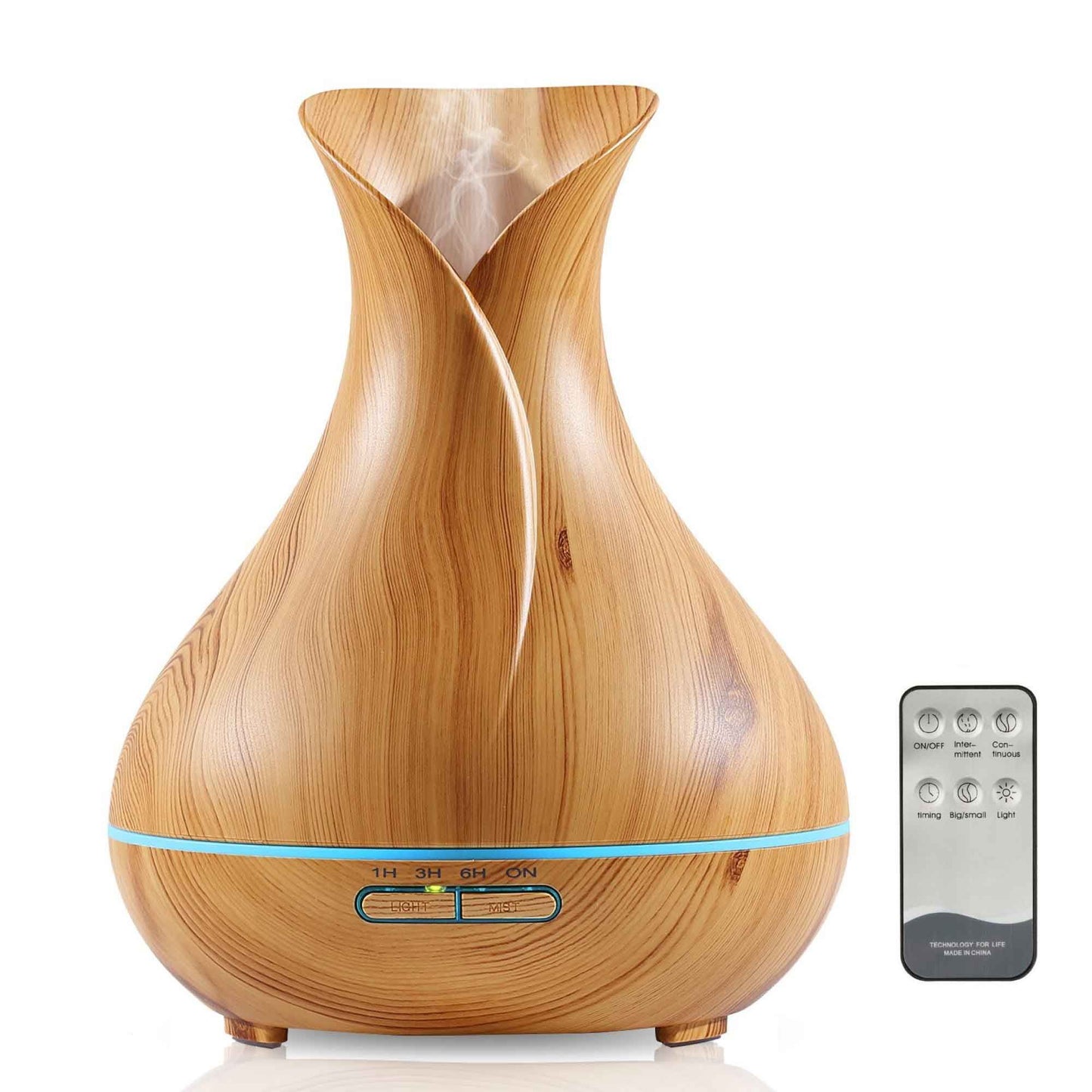 Orku Essential Oil Aroma Diffuser 400ml Tulip Wood Grain With Remote