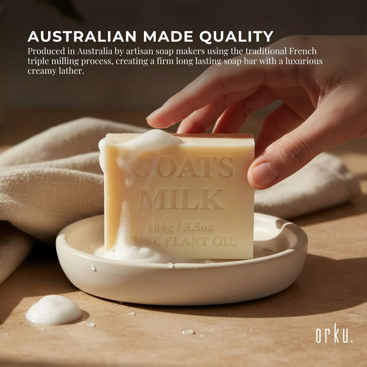 Orku 10 x 100g Goat Milk Soap Bars Natural Creamy Scent Australian Made