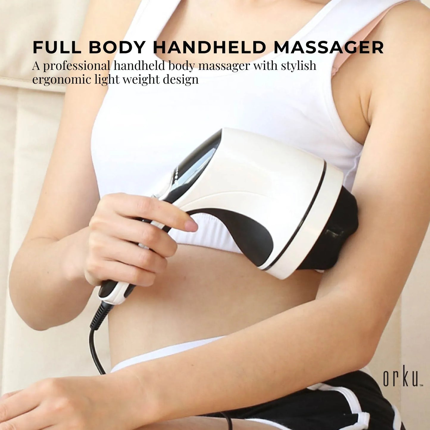 Orku Full Body Vibration Handheld Massager - 4 Heads Neck Shoulders Back Legs