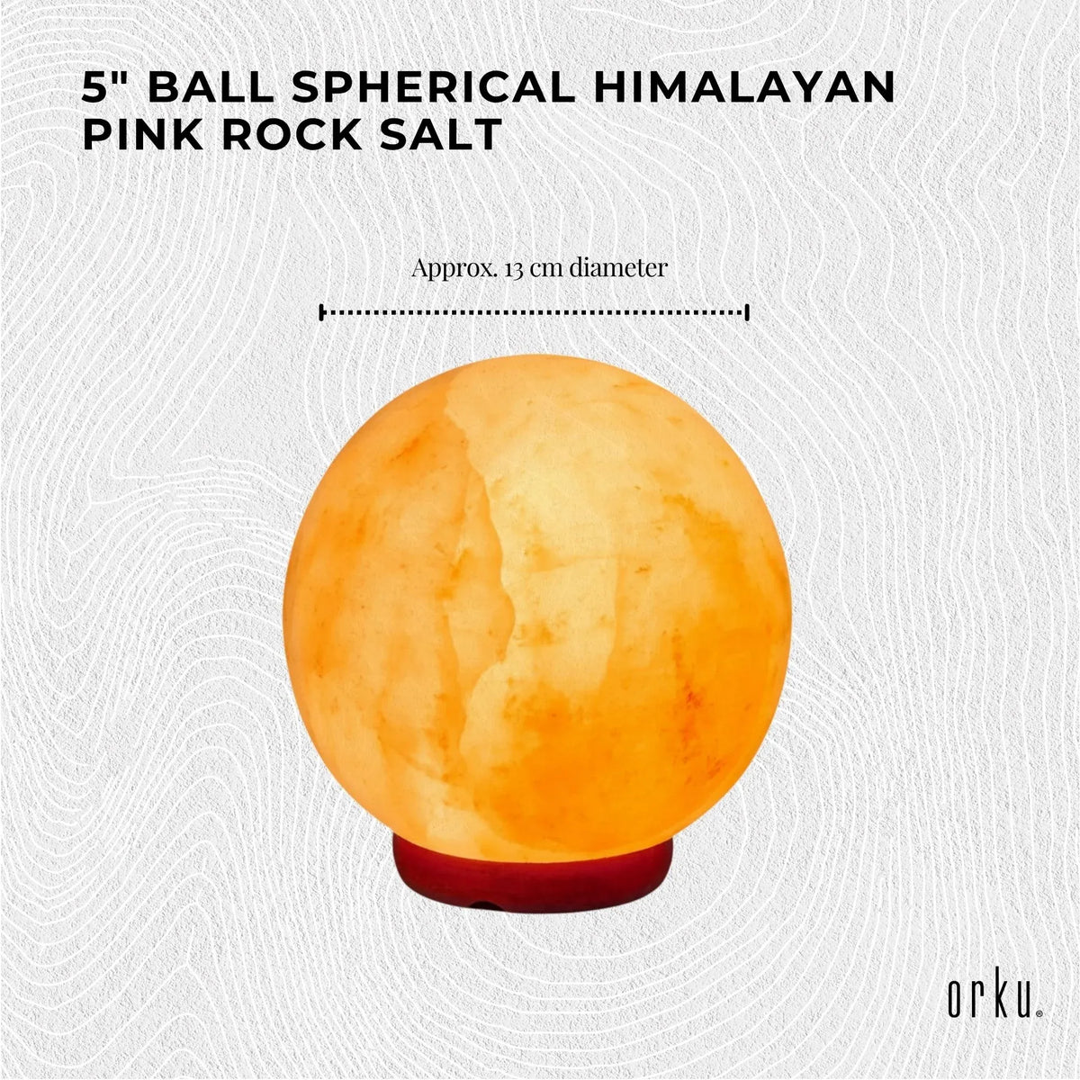 Orku 12cm Ball Shape Himalayan Pink Salt Lamp - Carved Sphere Night Light